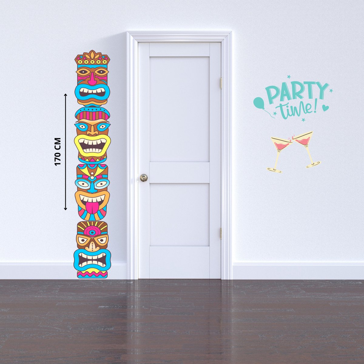 My Theme Party - Tiki Totempaal 170 cm - 2 stuks | Hawaii feestdecoratie